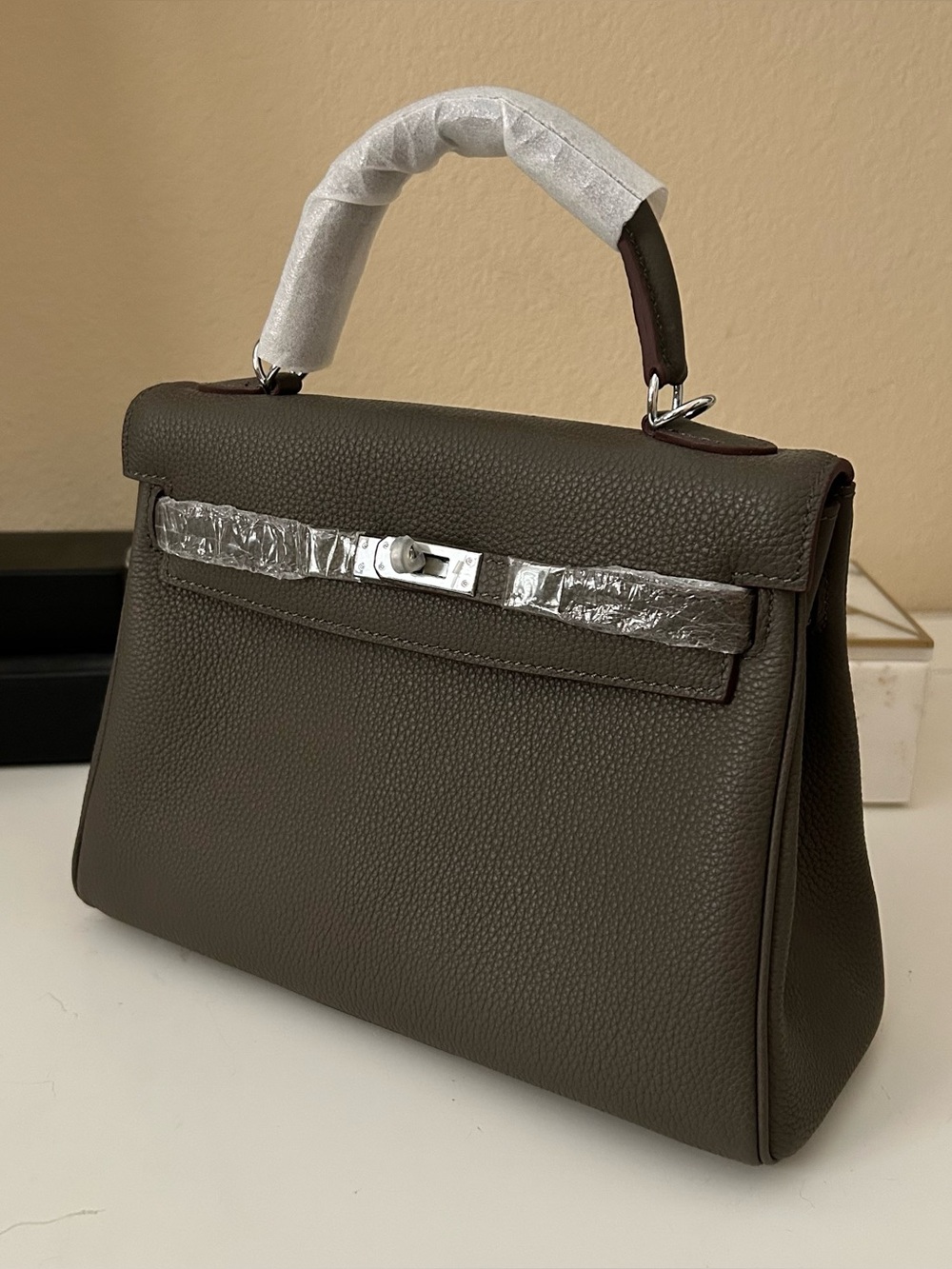 25cm Etain Top Handle Leather Satchel KL Style